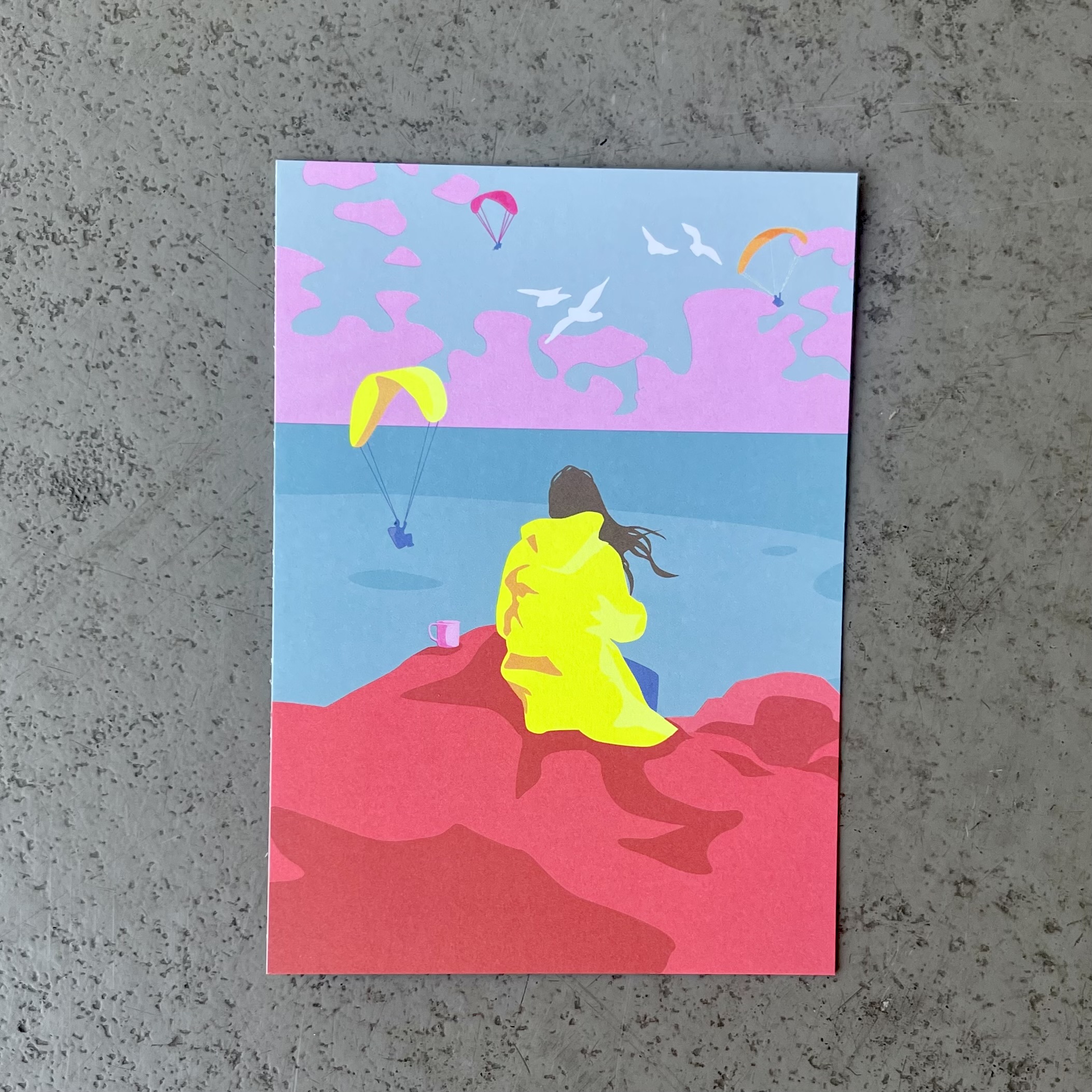 Postkarte luminous Kiter-Beobachterin 10x15cm