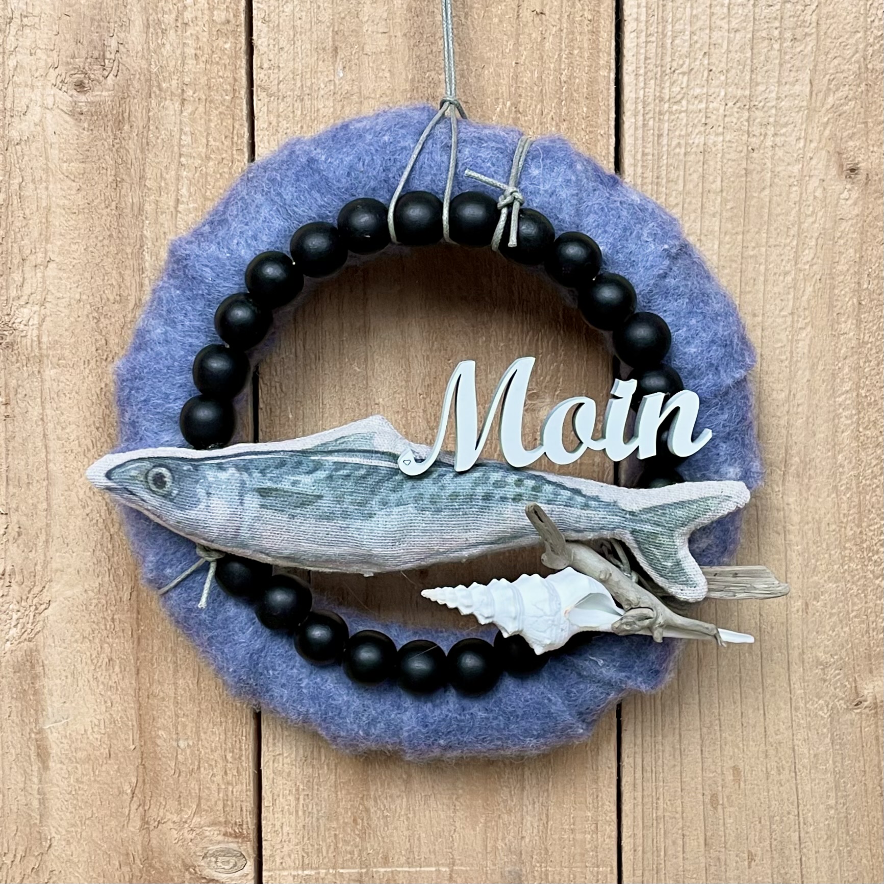 Kleiner Tür- oder Wandkranz "Dory + Moin" D24cm, blau/schwarz/weiß