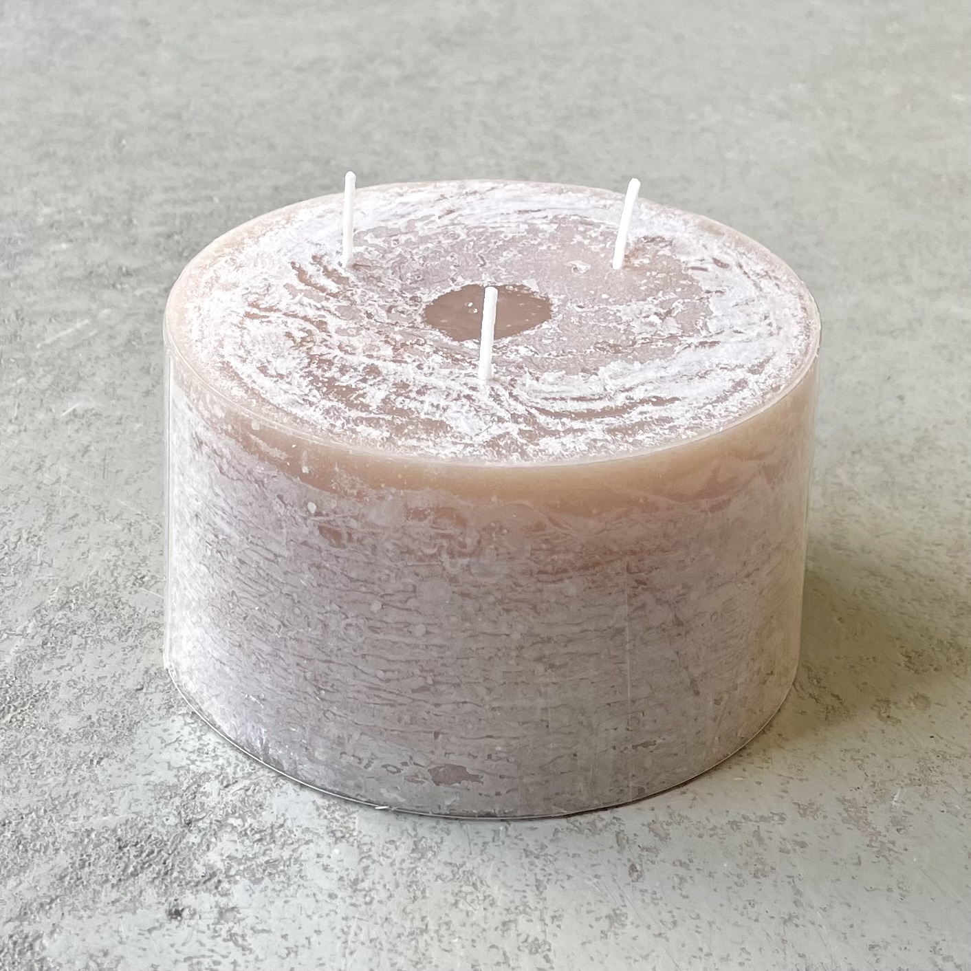Kleine Dreidochtkerze D13cm, sand