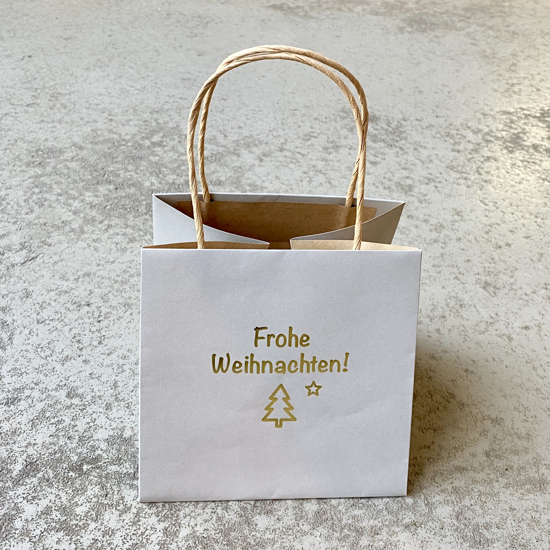 Geschenktüte "frohe Weihnachten" groß, grau