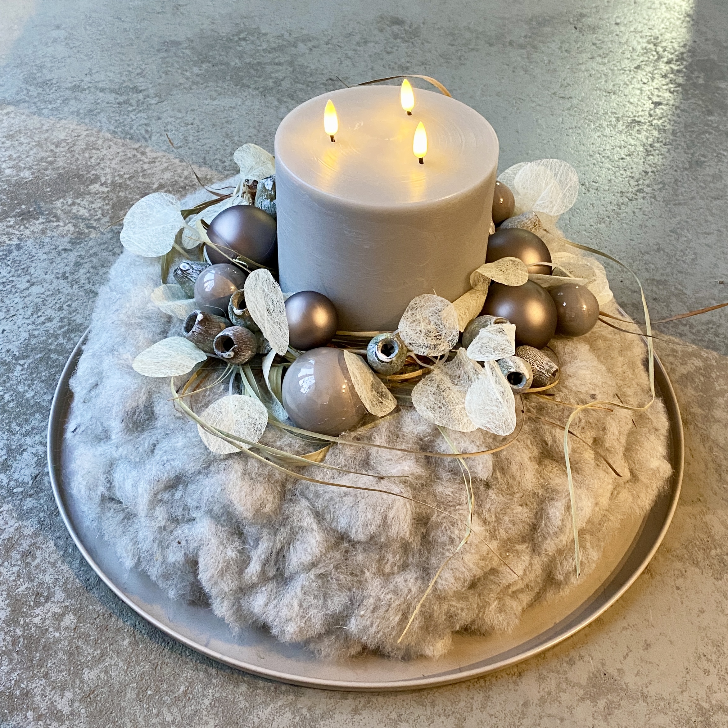 Kranz "Winterwolke" 50cm, grau