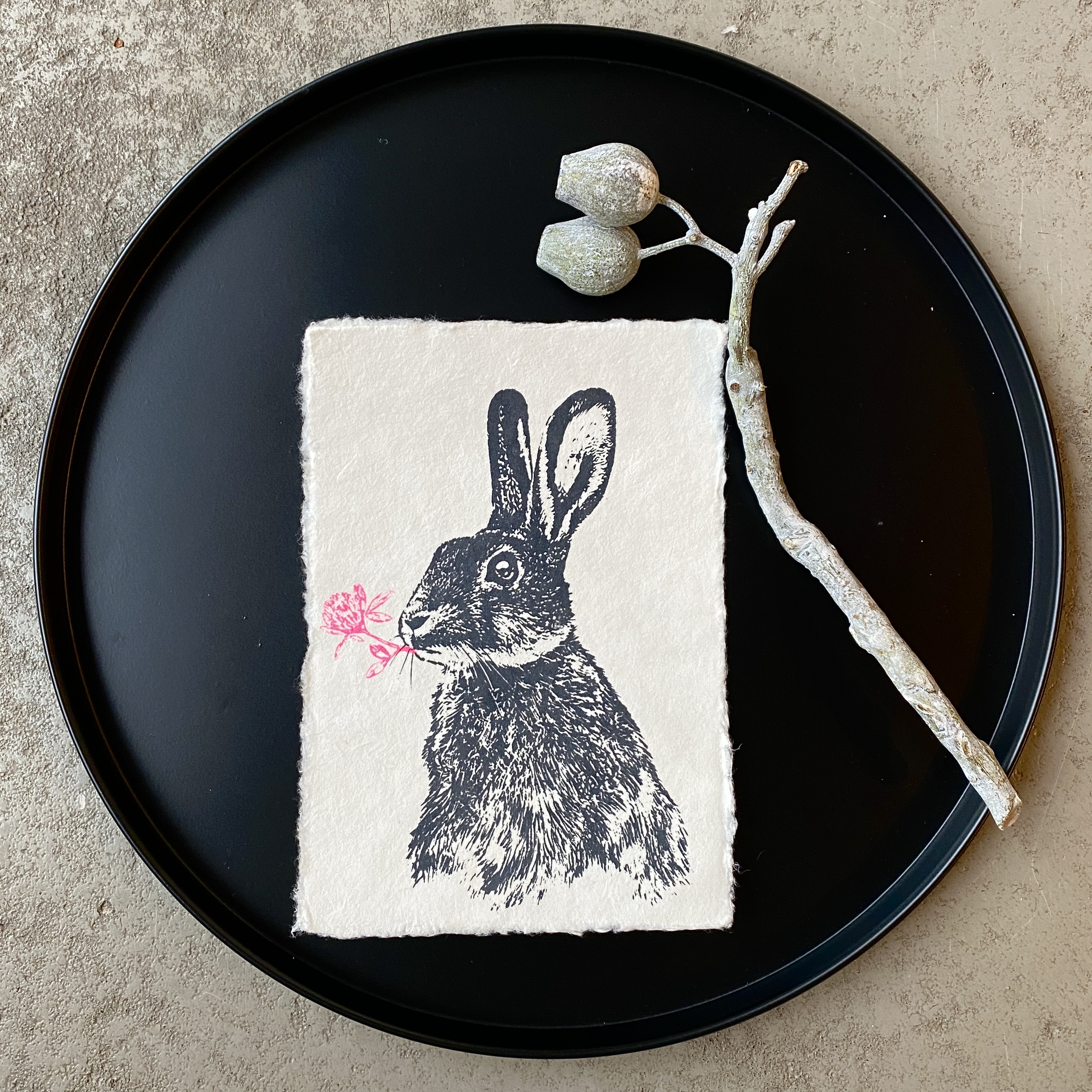 Kunstdruck "Glückshase", anthrazit pink