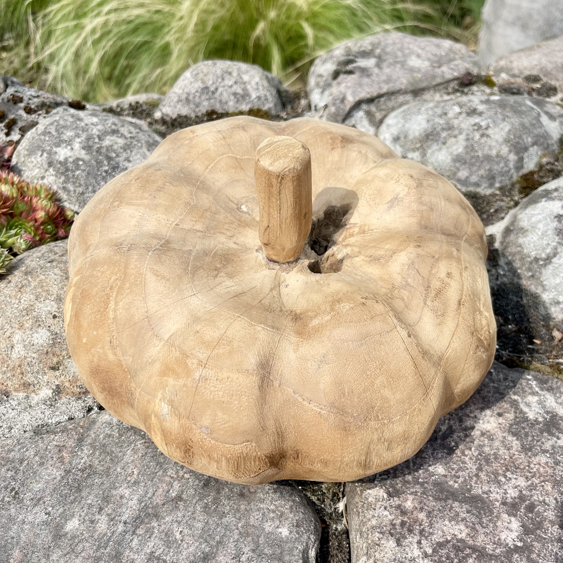 Holz-Kürbis Teak, H18cm, B25cm