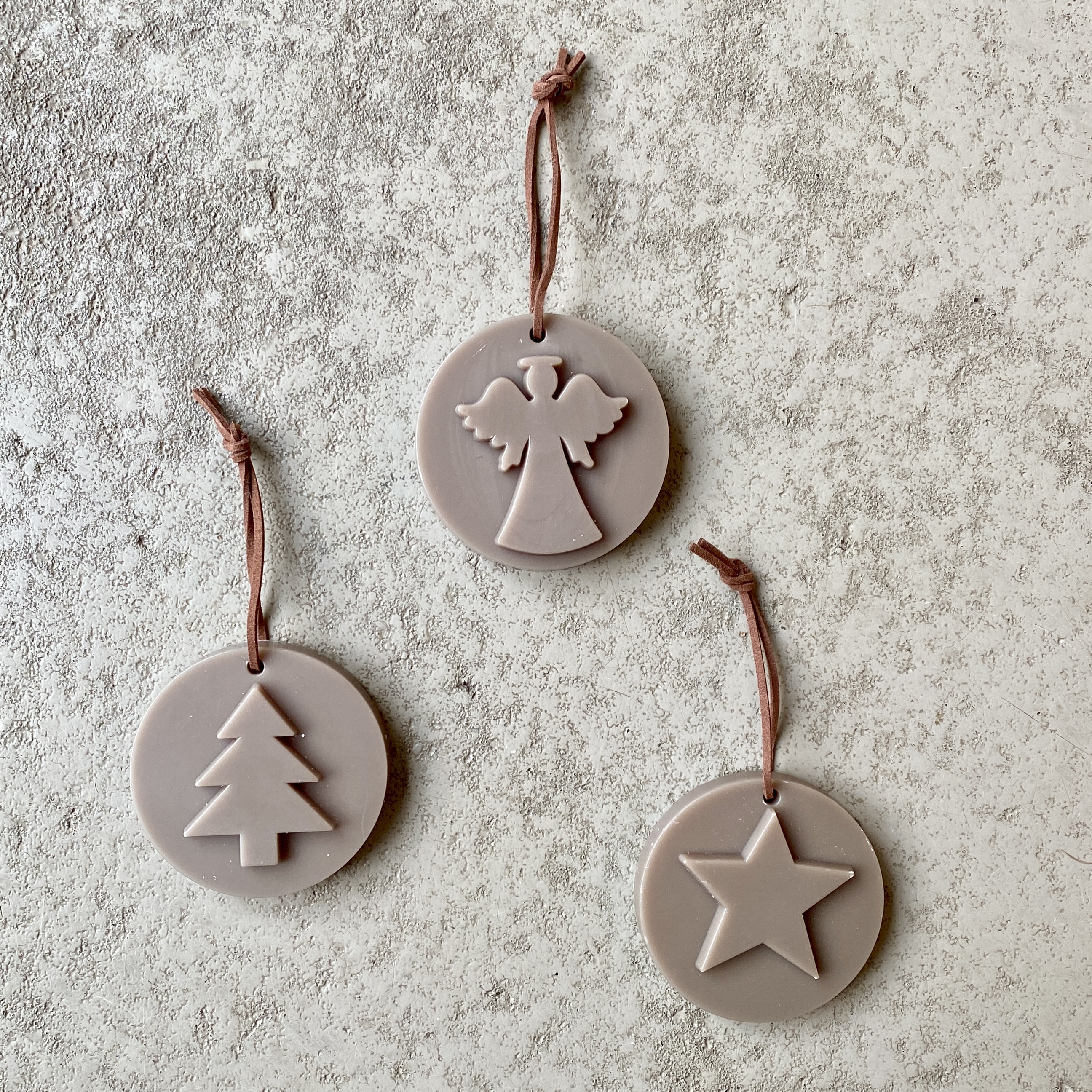 Ornamente Scented Wax "Holiday", 3teilig, taupe