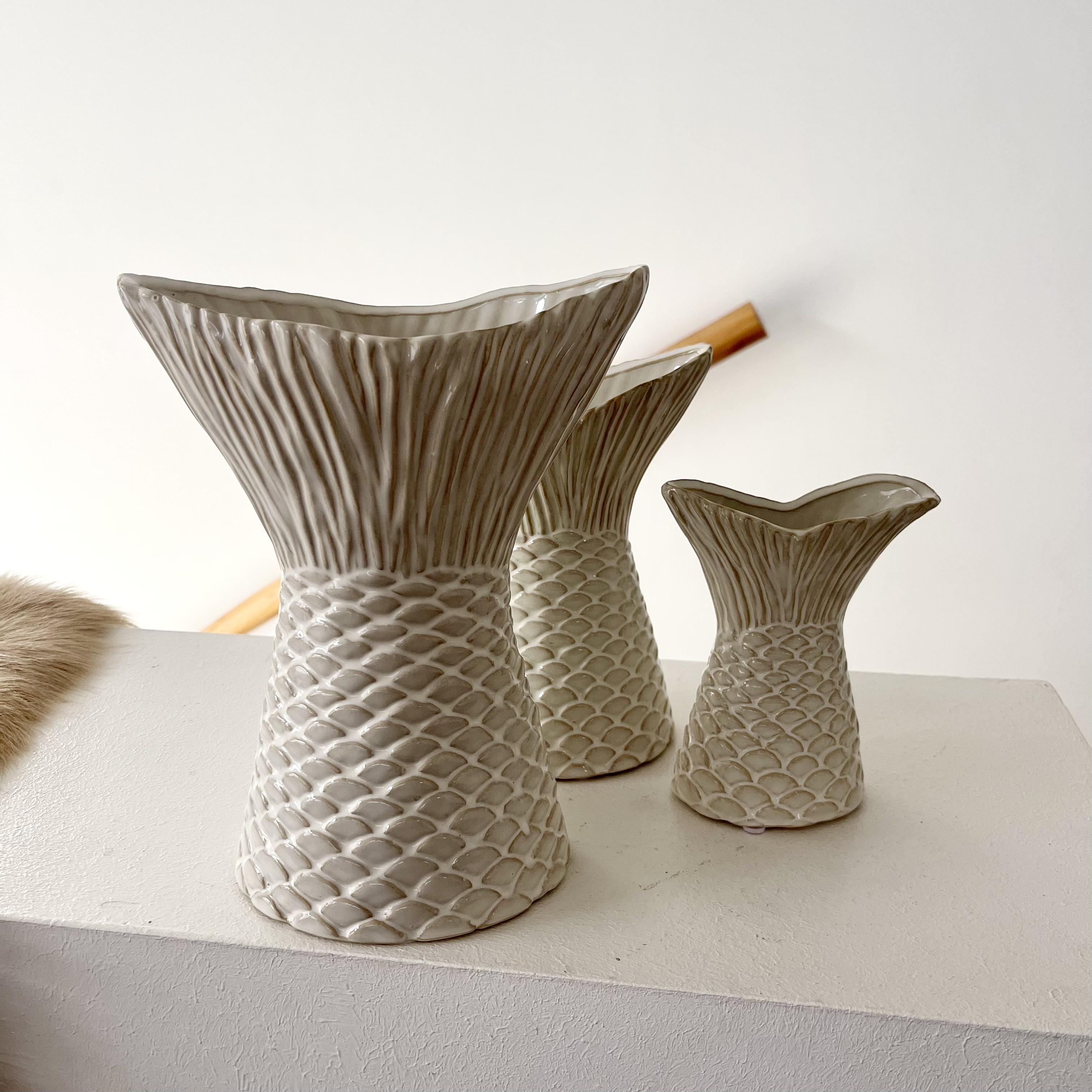 Ker.VaseFisch"Ägäis"L20B11H25,5cm weiß