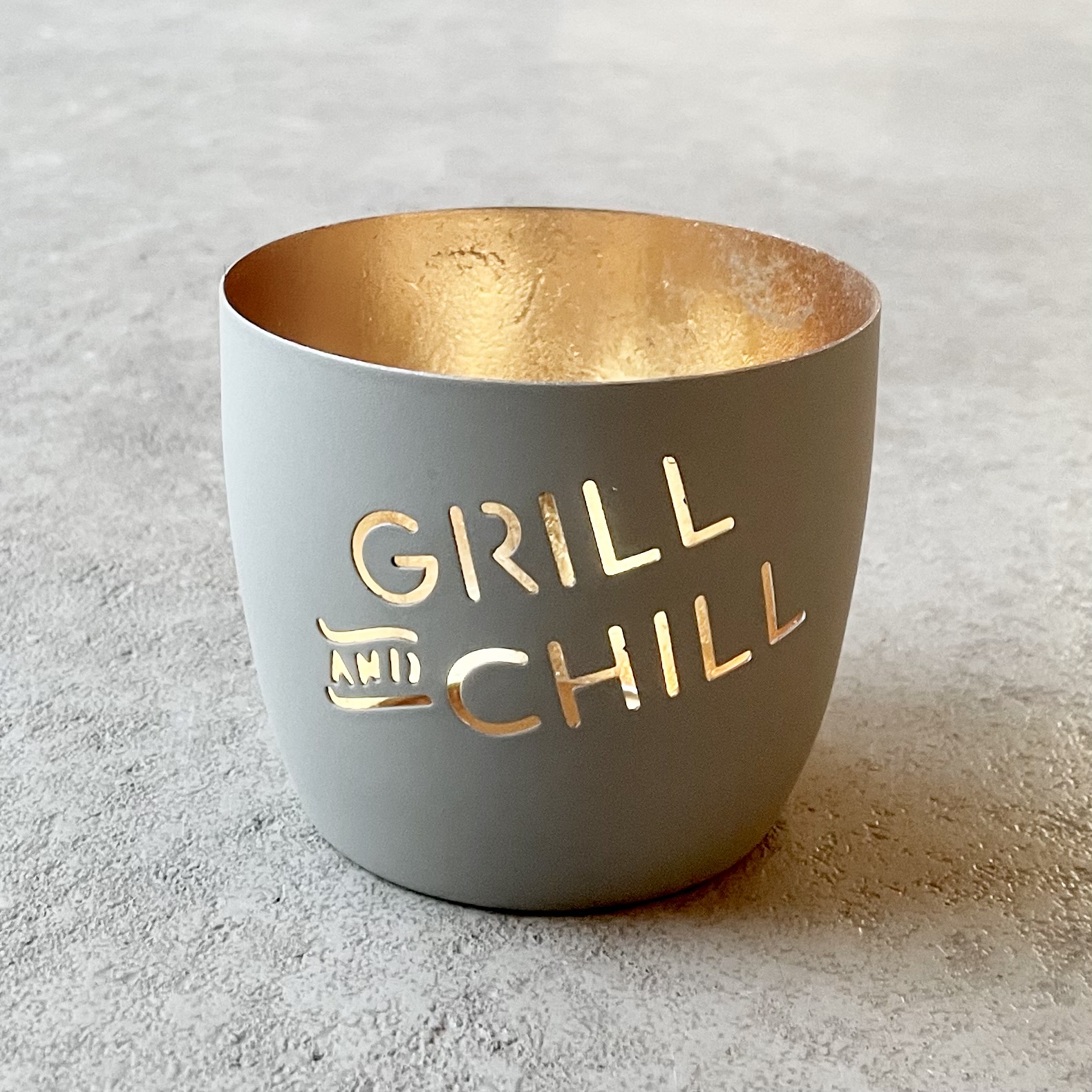 Windlicht "GRILL AND CHILL" flannel/gold