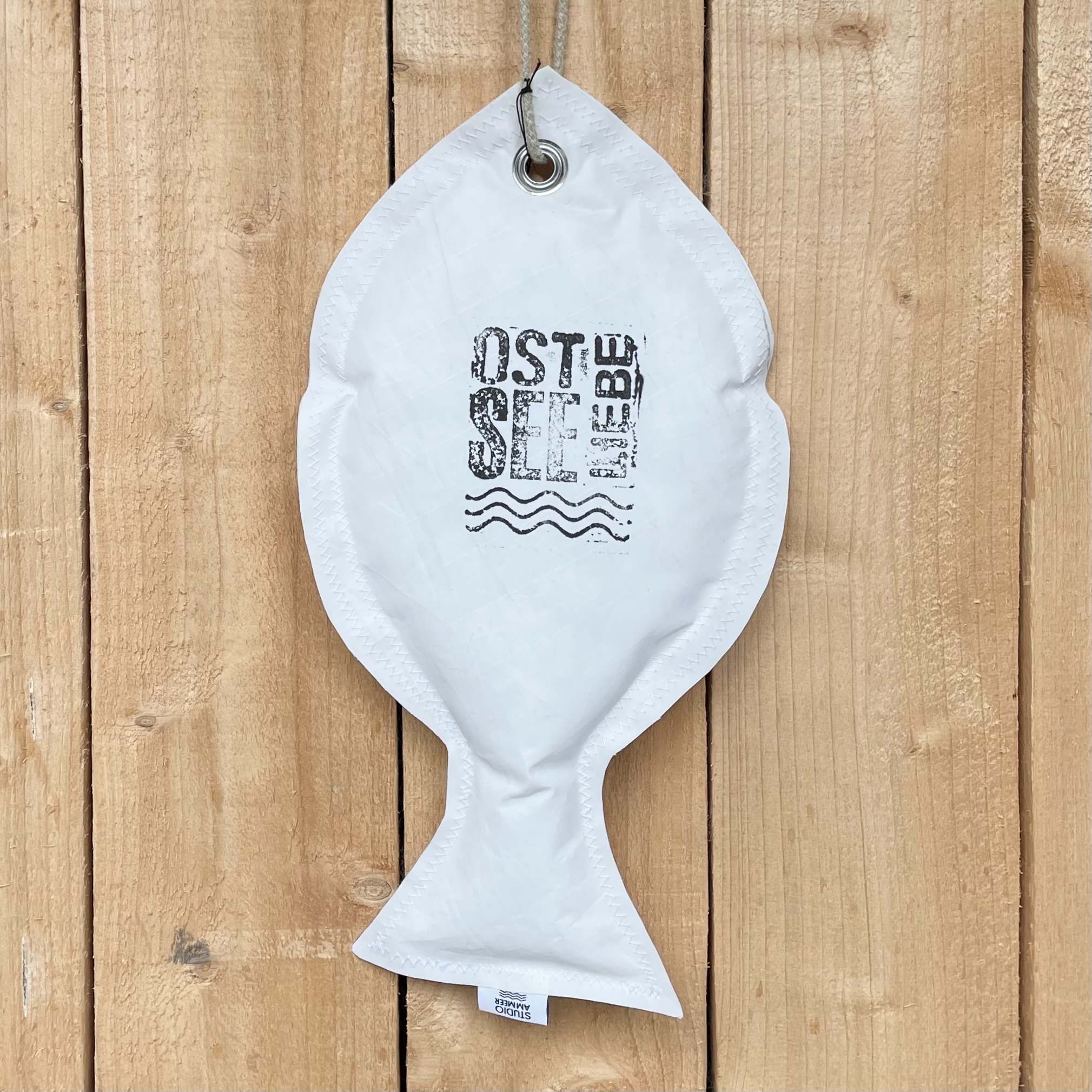 Segeltuch-Türhänger "Scholle-OSTSEE-LIEBE" L40cm, weiß
