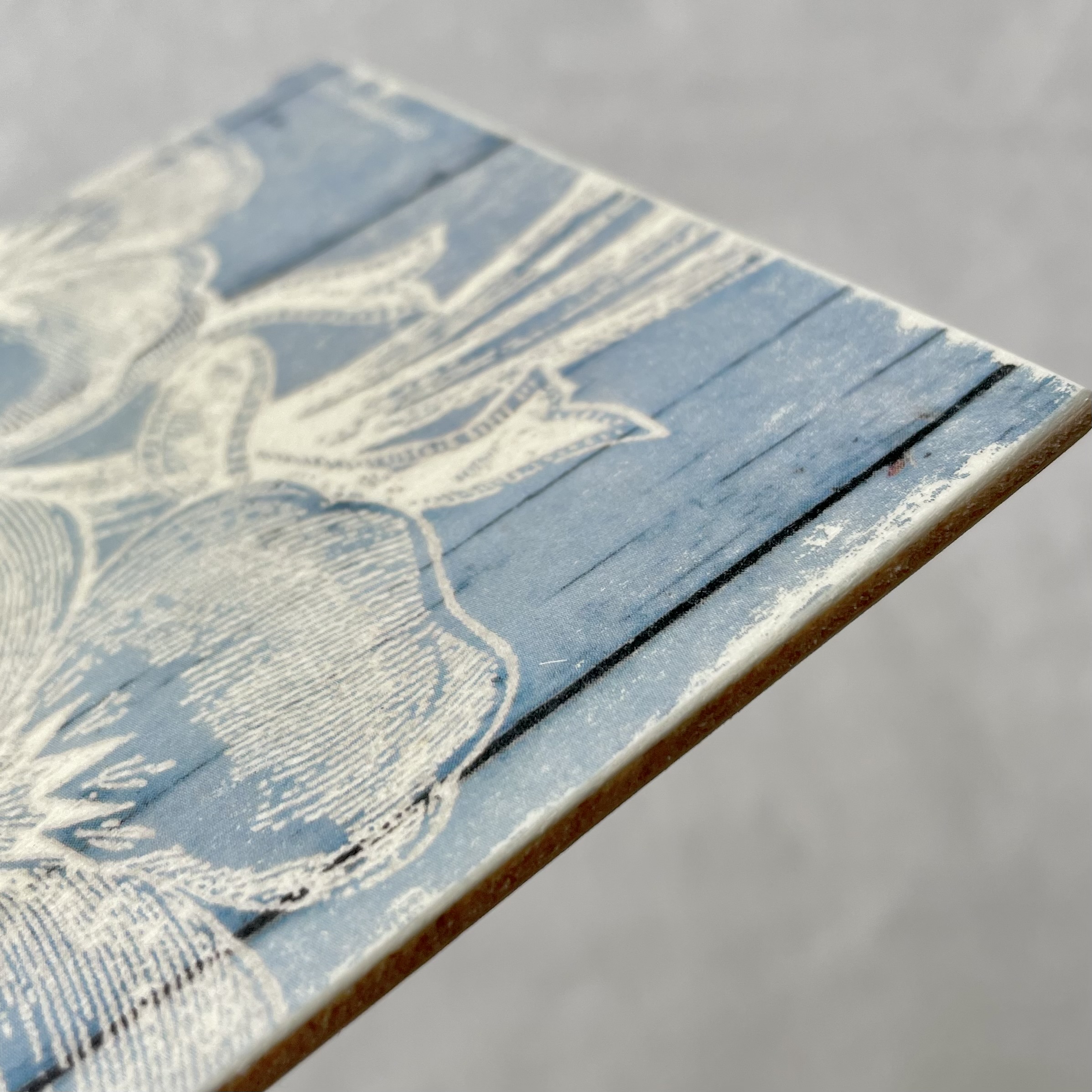 Holzbild/Postkarte "Stiefmütterchen" natur/hellblau 10x15cm