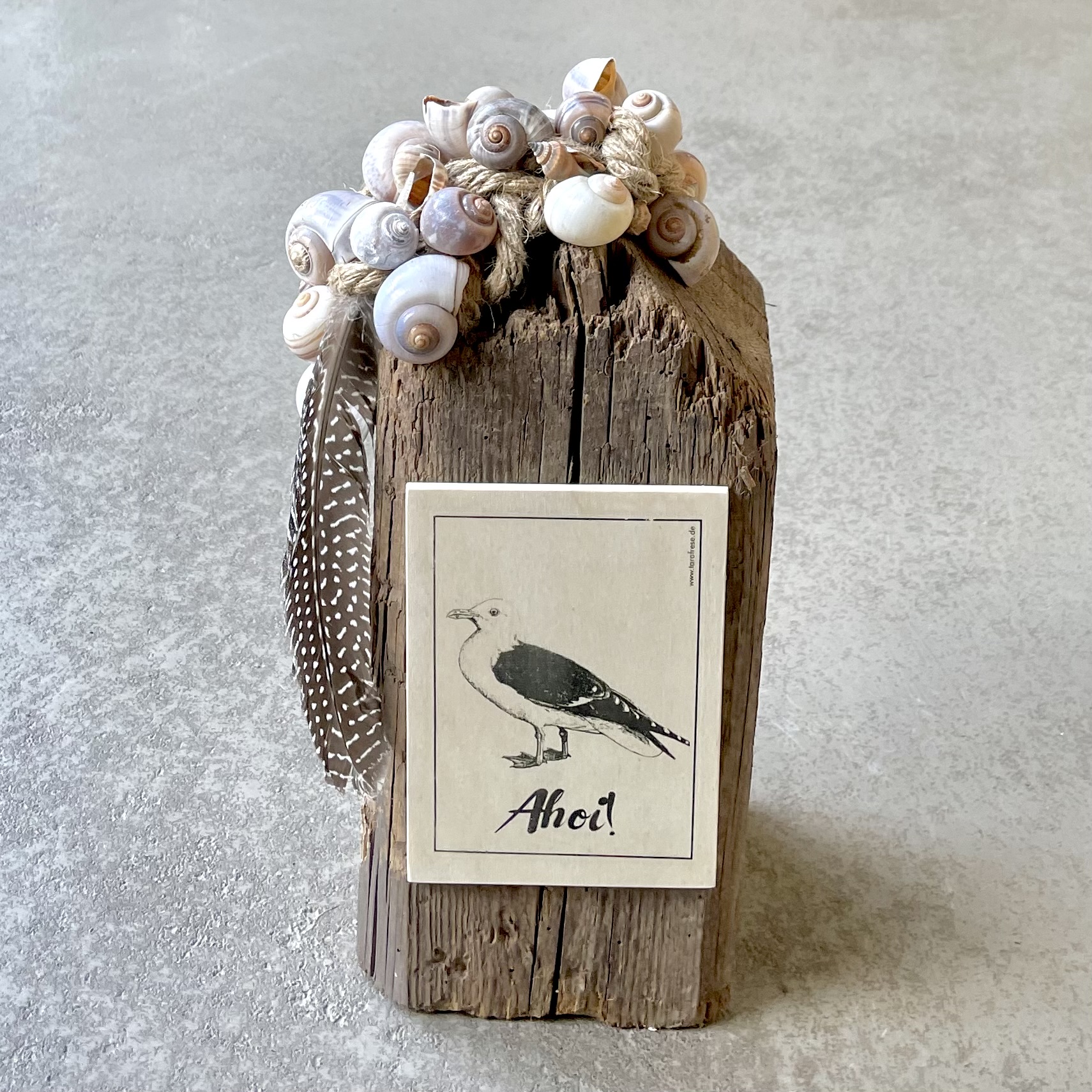 Altholz zum Stellen "Holzkarte Ahoi" L15cm