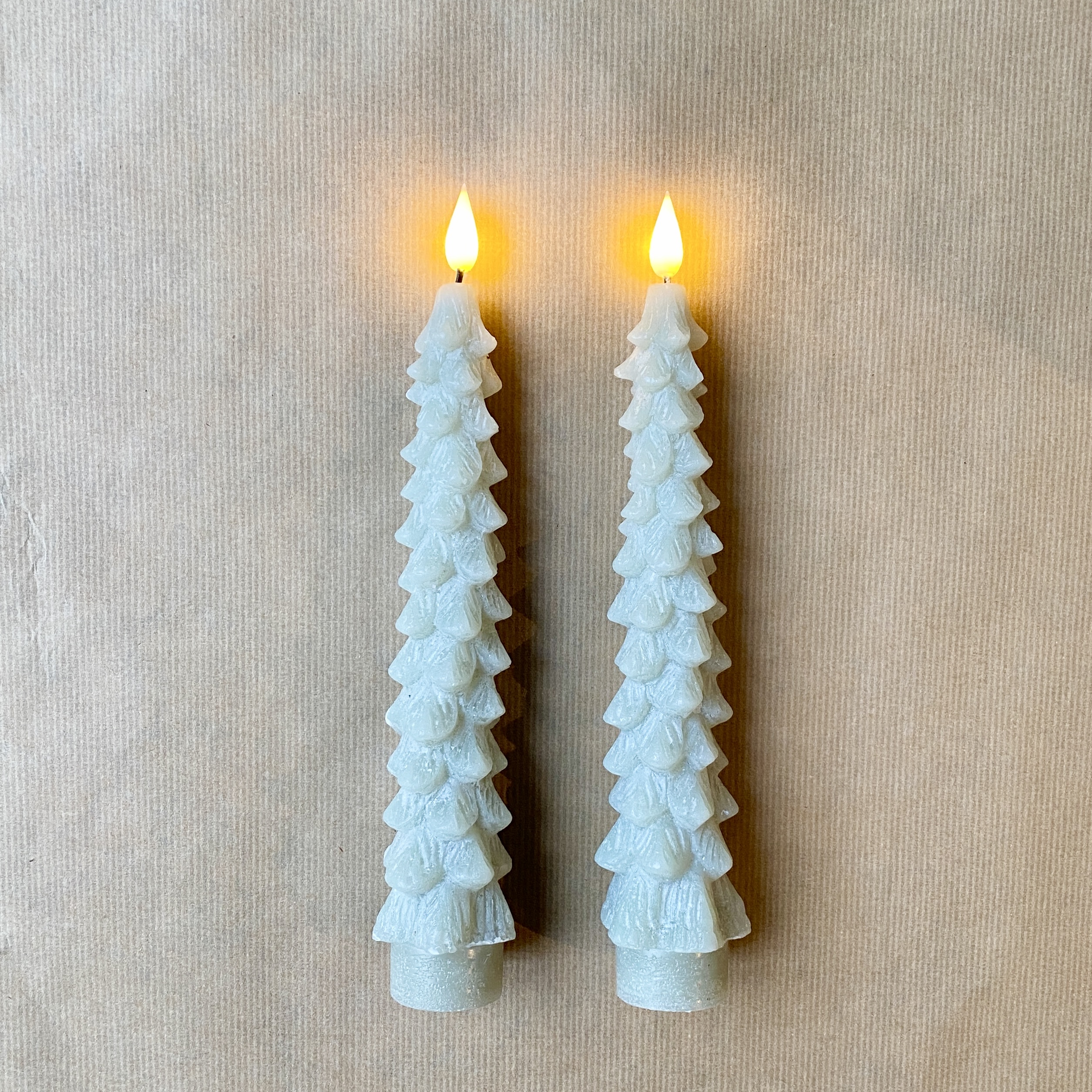 LED Kerzen Set Pinetree 25cm, celadon