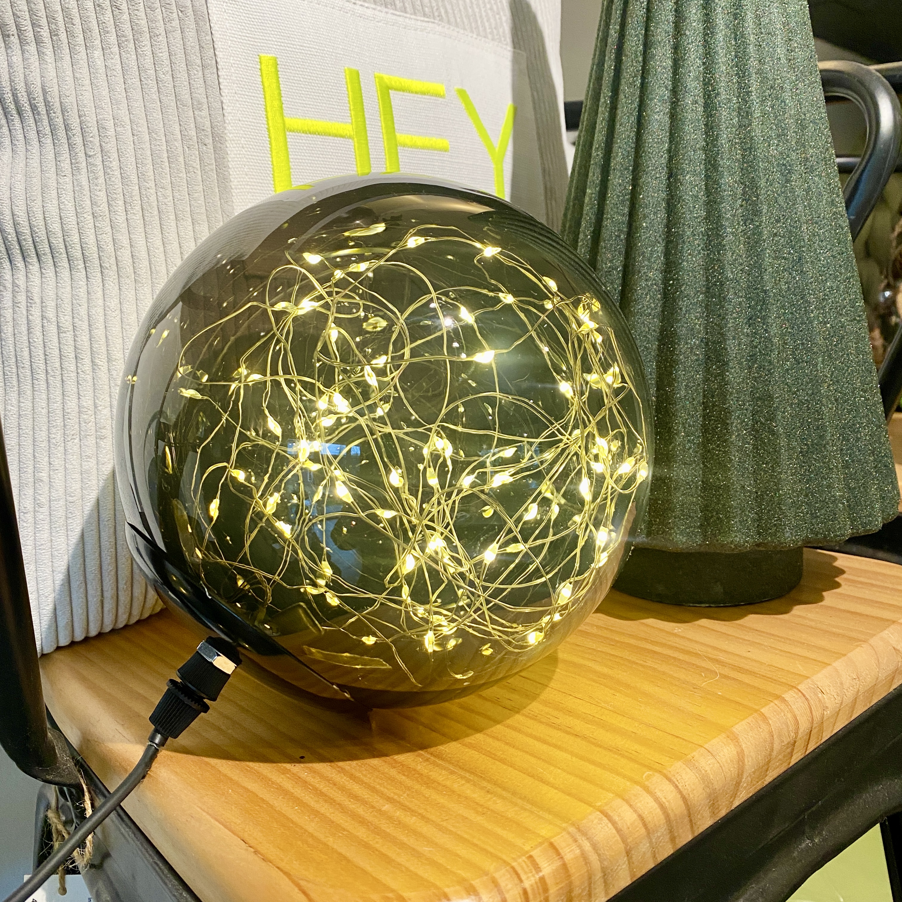 Dekoleuchte "Glitzer-Kugel" D17cm, schwarz