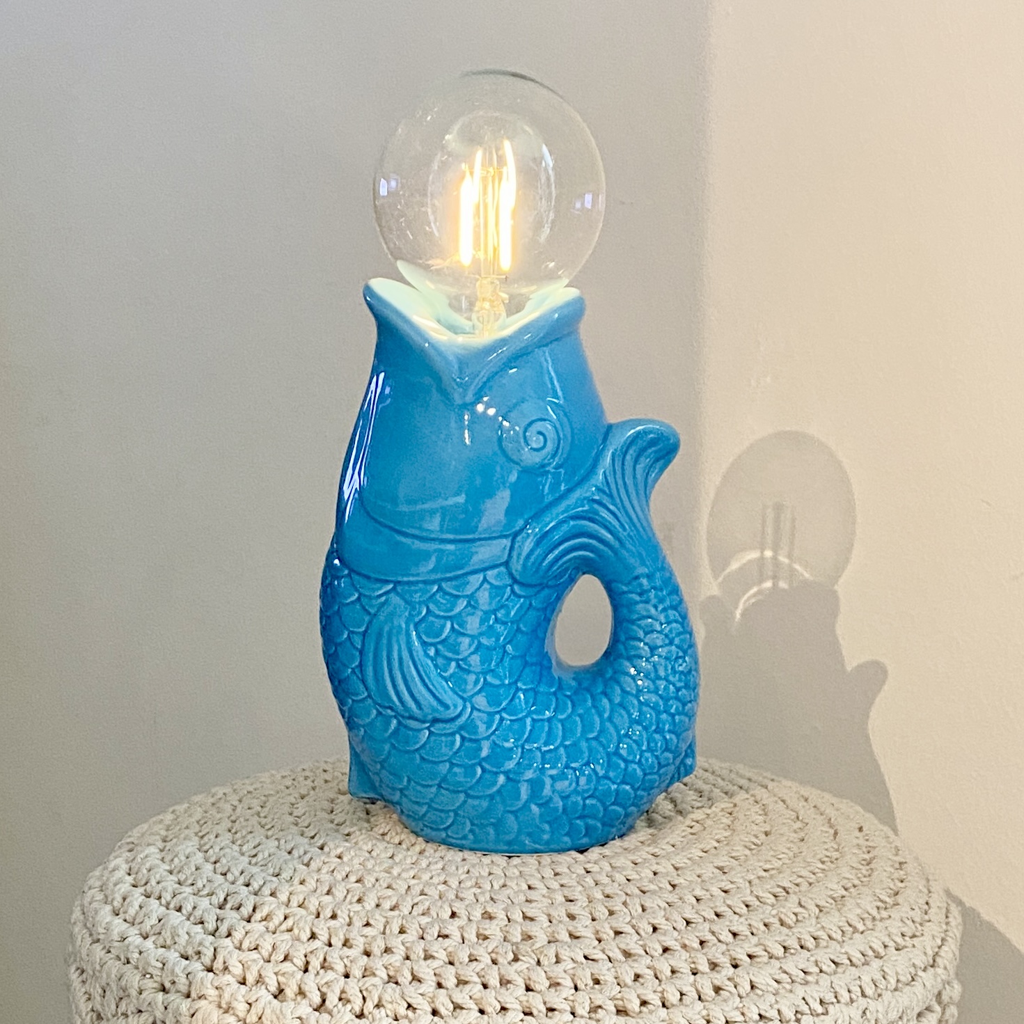 Lucia Tischleuchte Fisch, blau