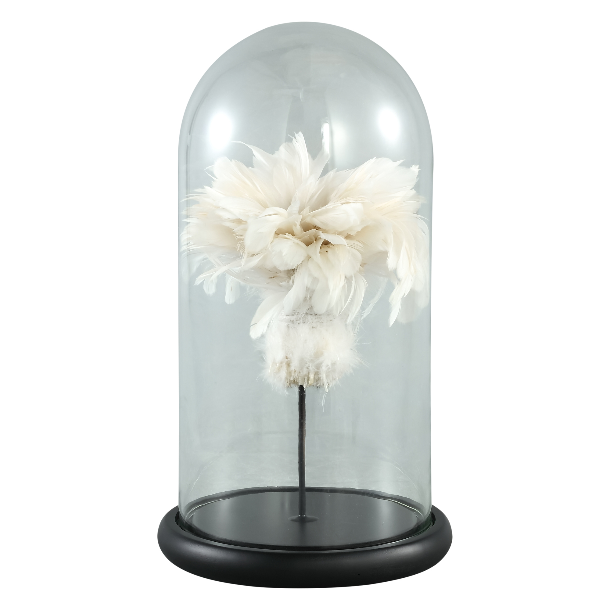 690839 Glasglocke Feder weiß "M"