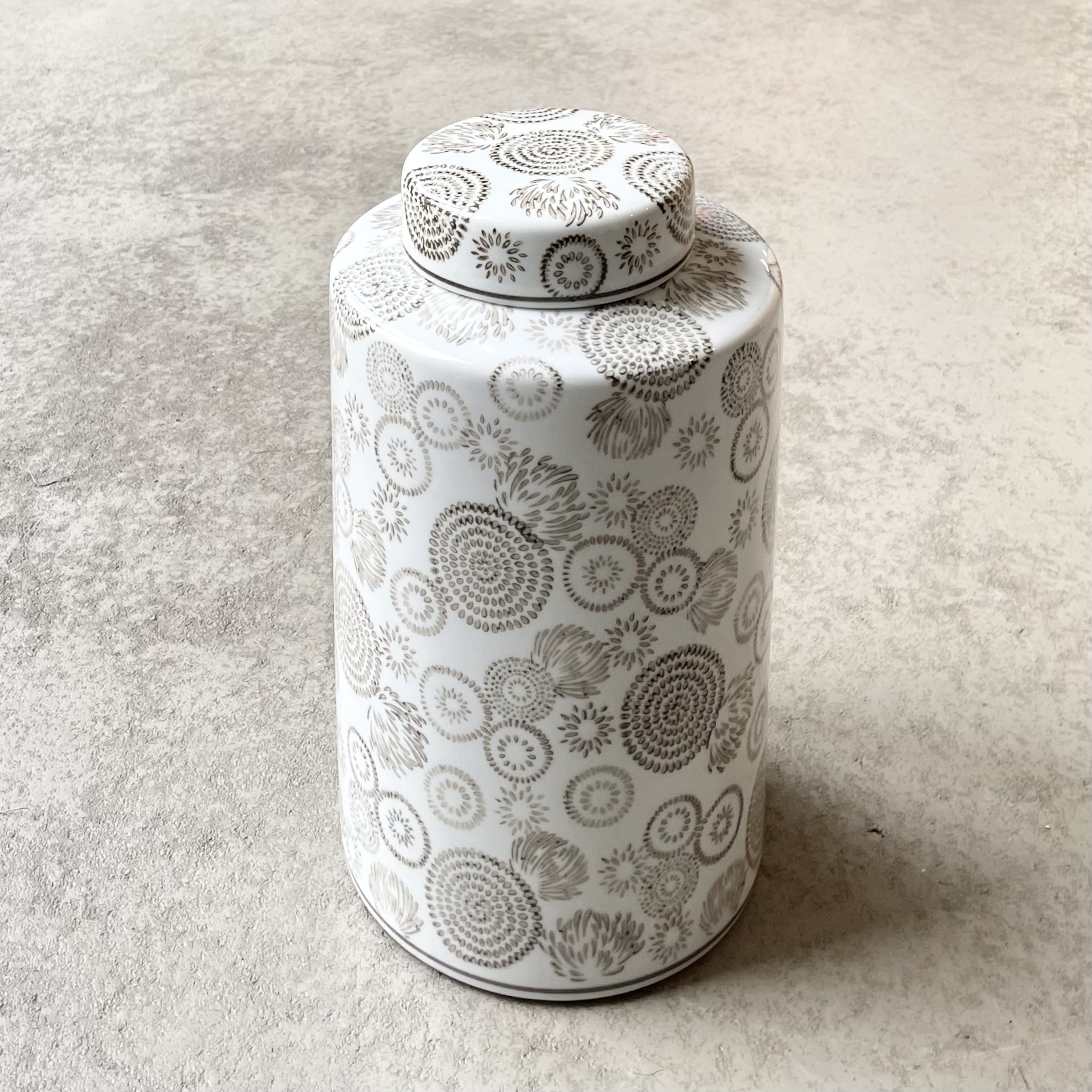 Keramik-Vase "Orient" mit Deckel H29,5cm, D18cm, weiß/hellbraun