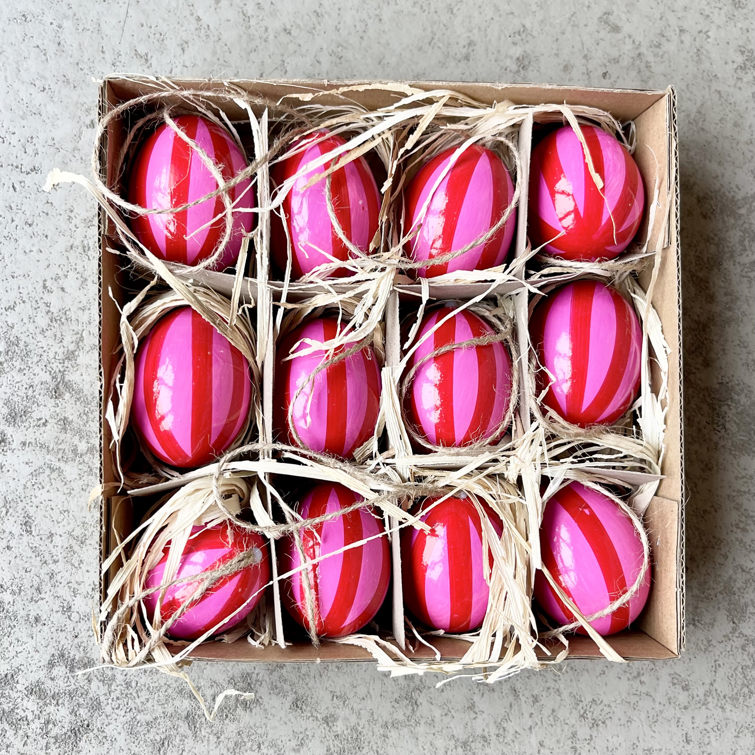 Hühnerei"Stripes",2F,H6cm,pink/rot