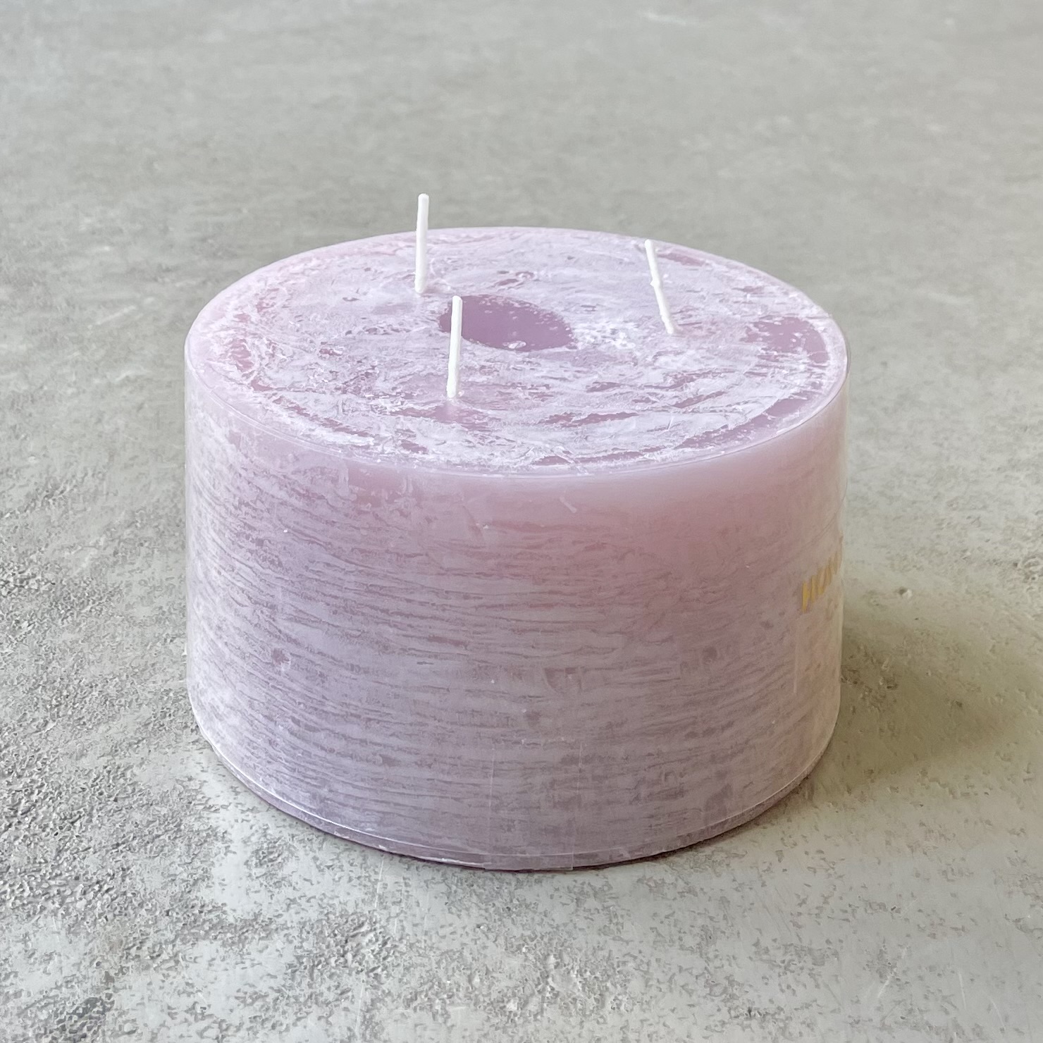 Kleine Dreidochtkerze D13cm, zartlila