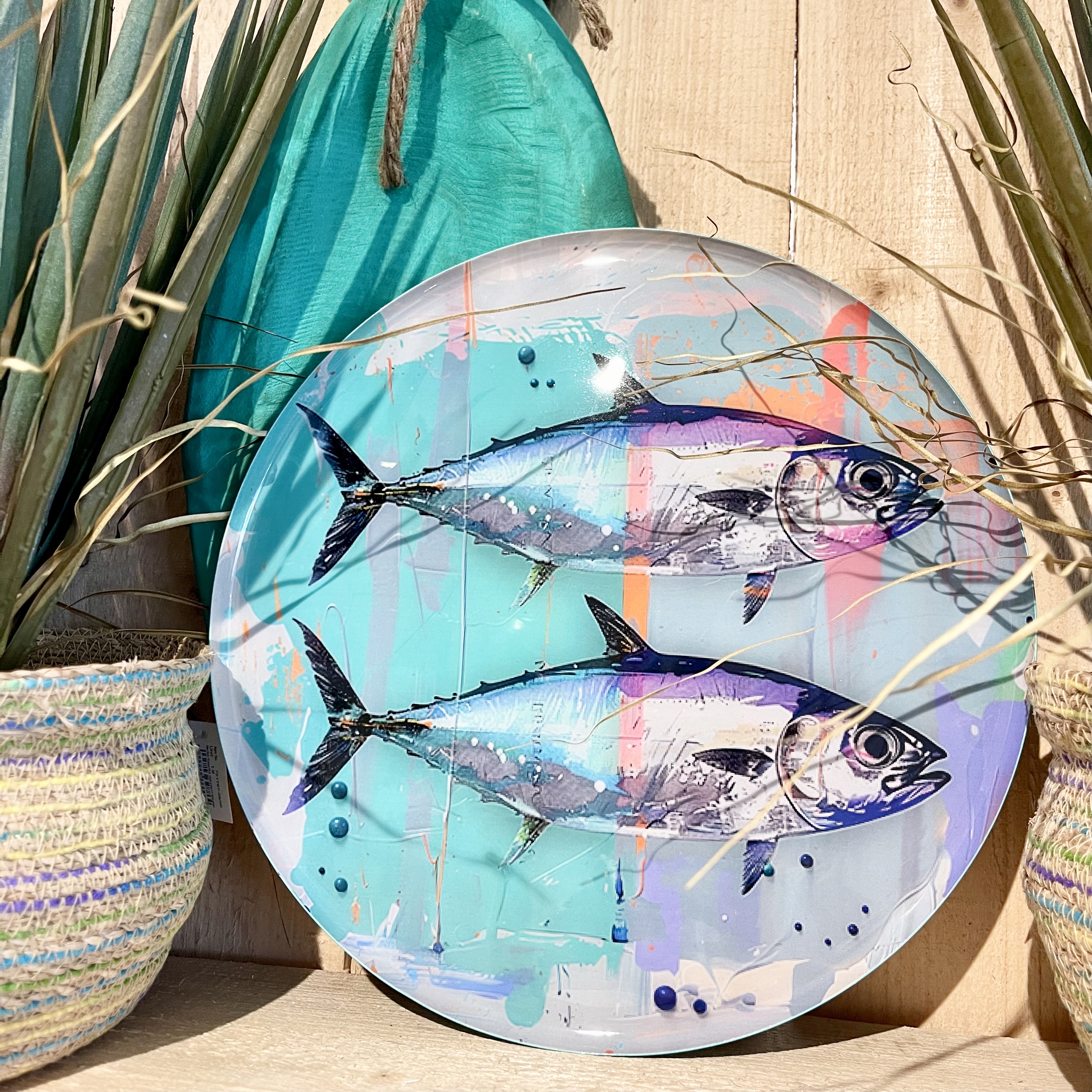 Love Trays, Dekotablett, L, Motiv:Fische, blau