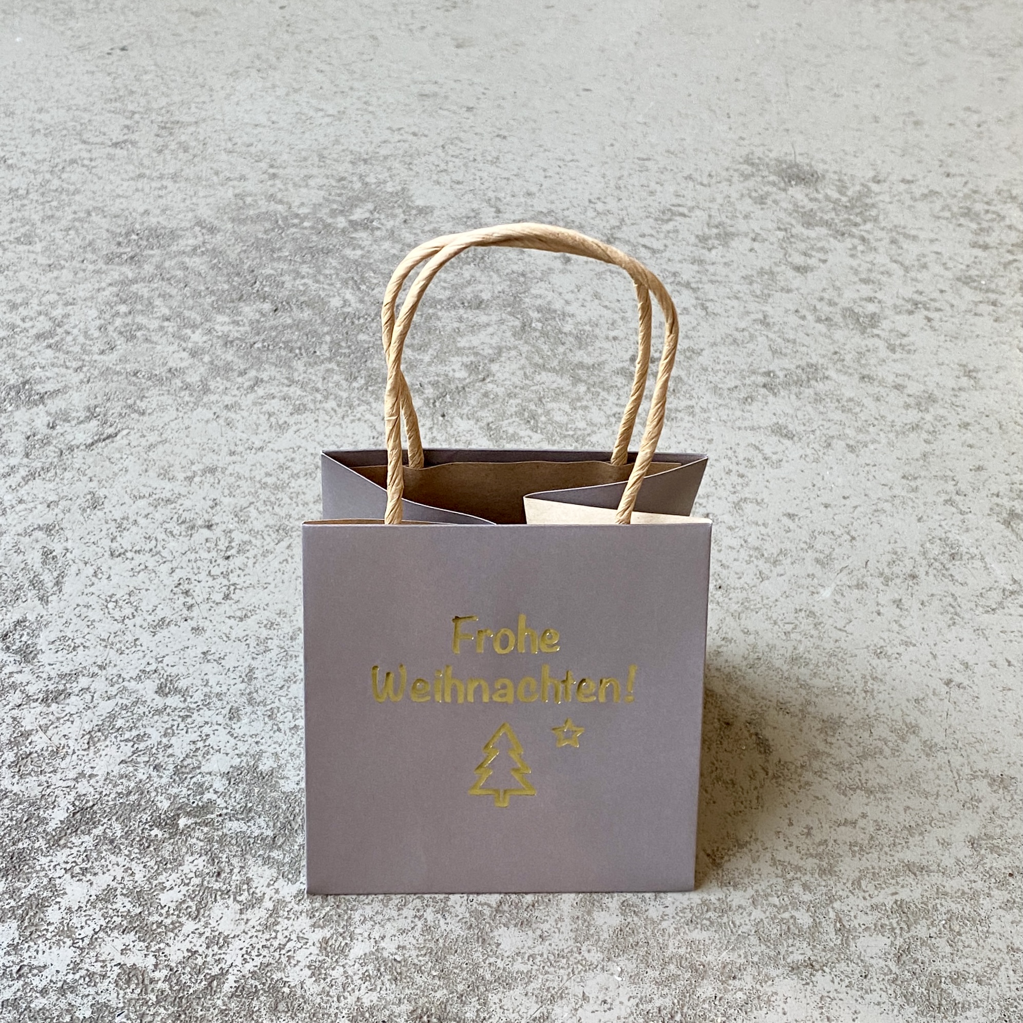 Geschenktüte "frohe Weihnachten" klein, taupe