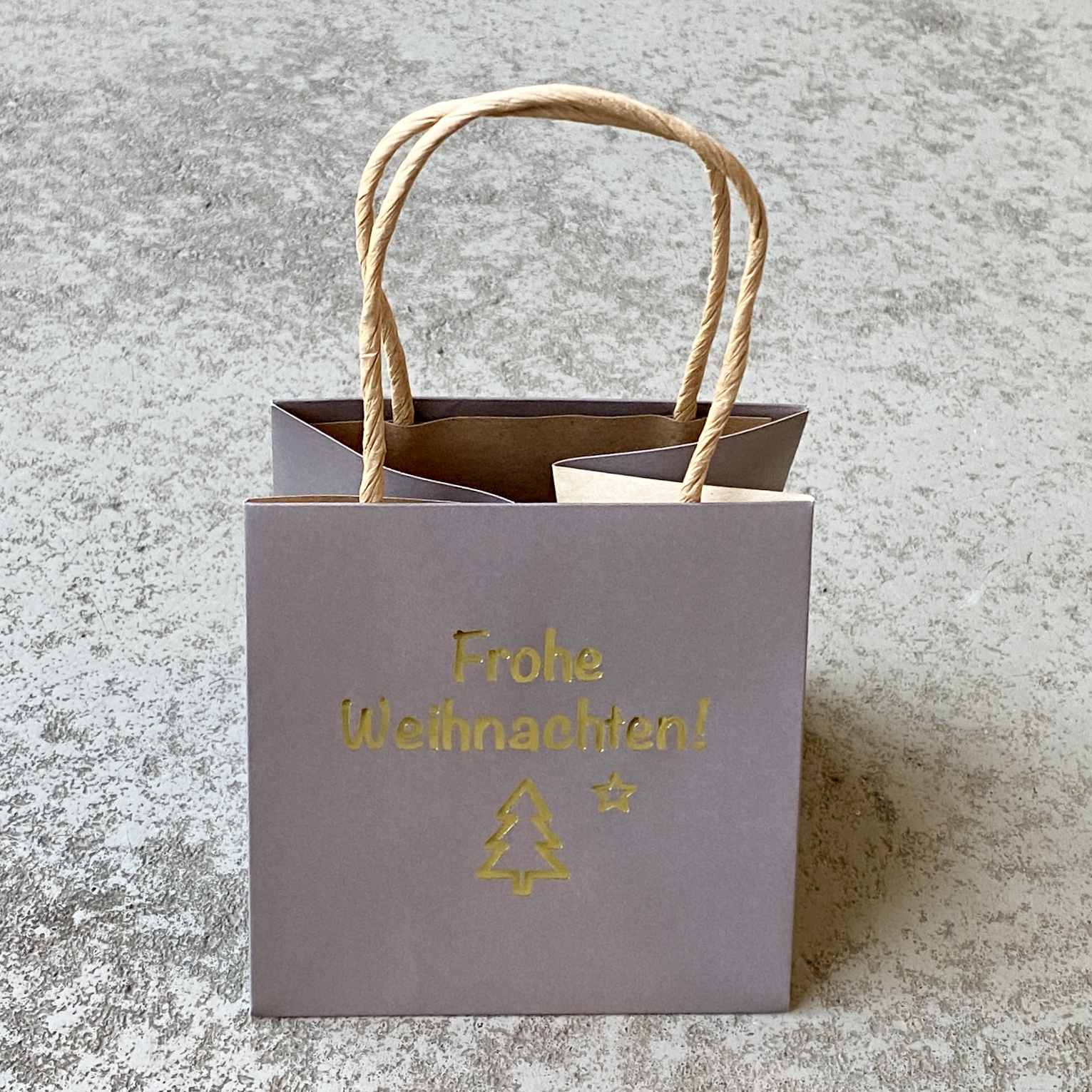 Geschenktüte "frohe Weihnachten" groß, taupe