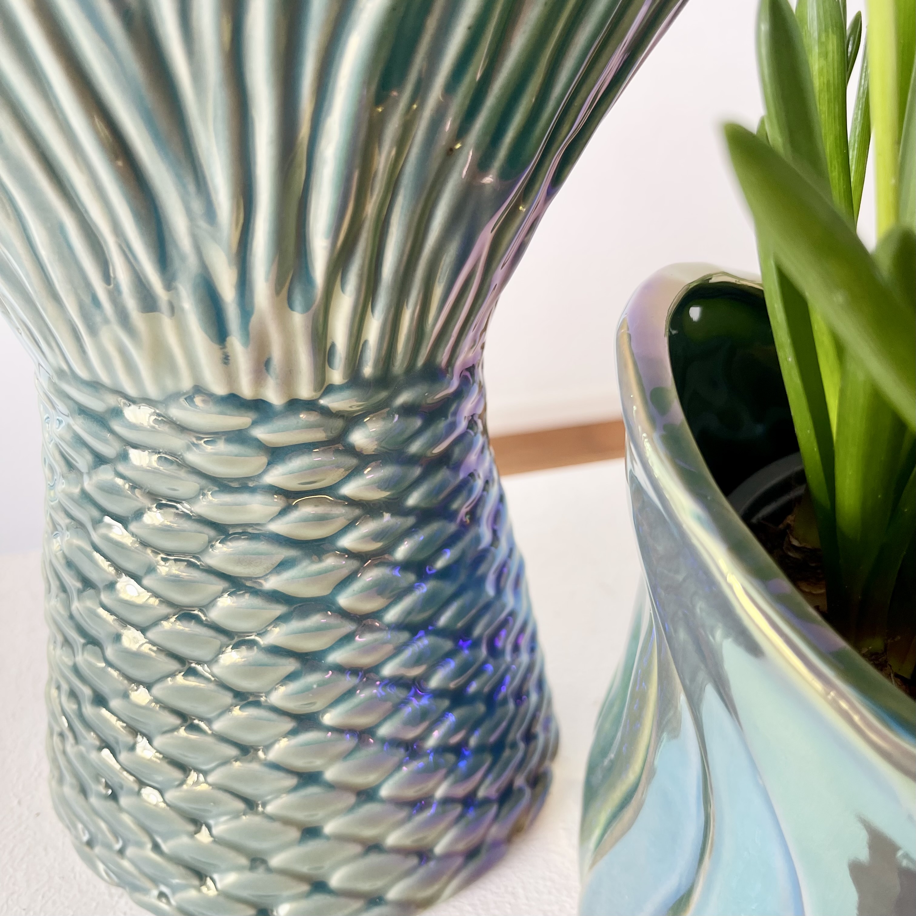 Ker.VaseFisch"Ägäis"2FH20,5cm blau