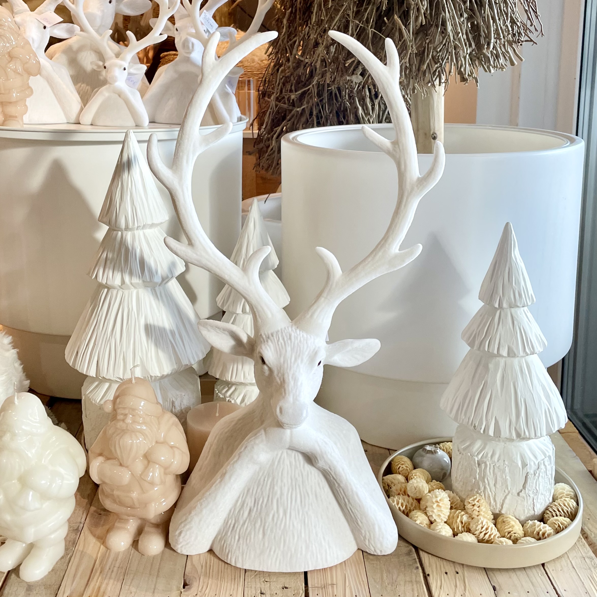 Kst. Hirschkopf "Tasko" H60cm, weiß