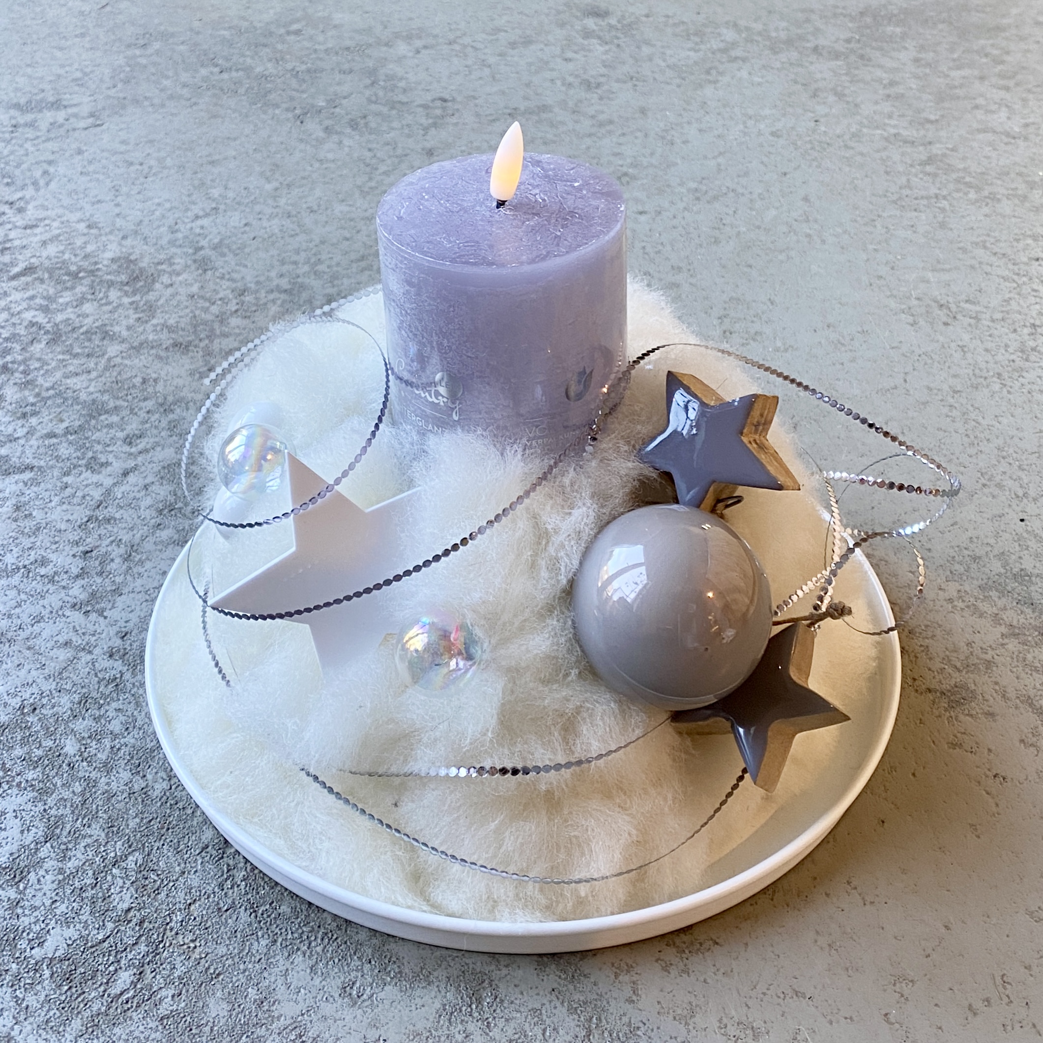 Kleine Winterwolke D25cm, weiß grau 