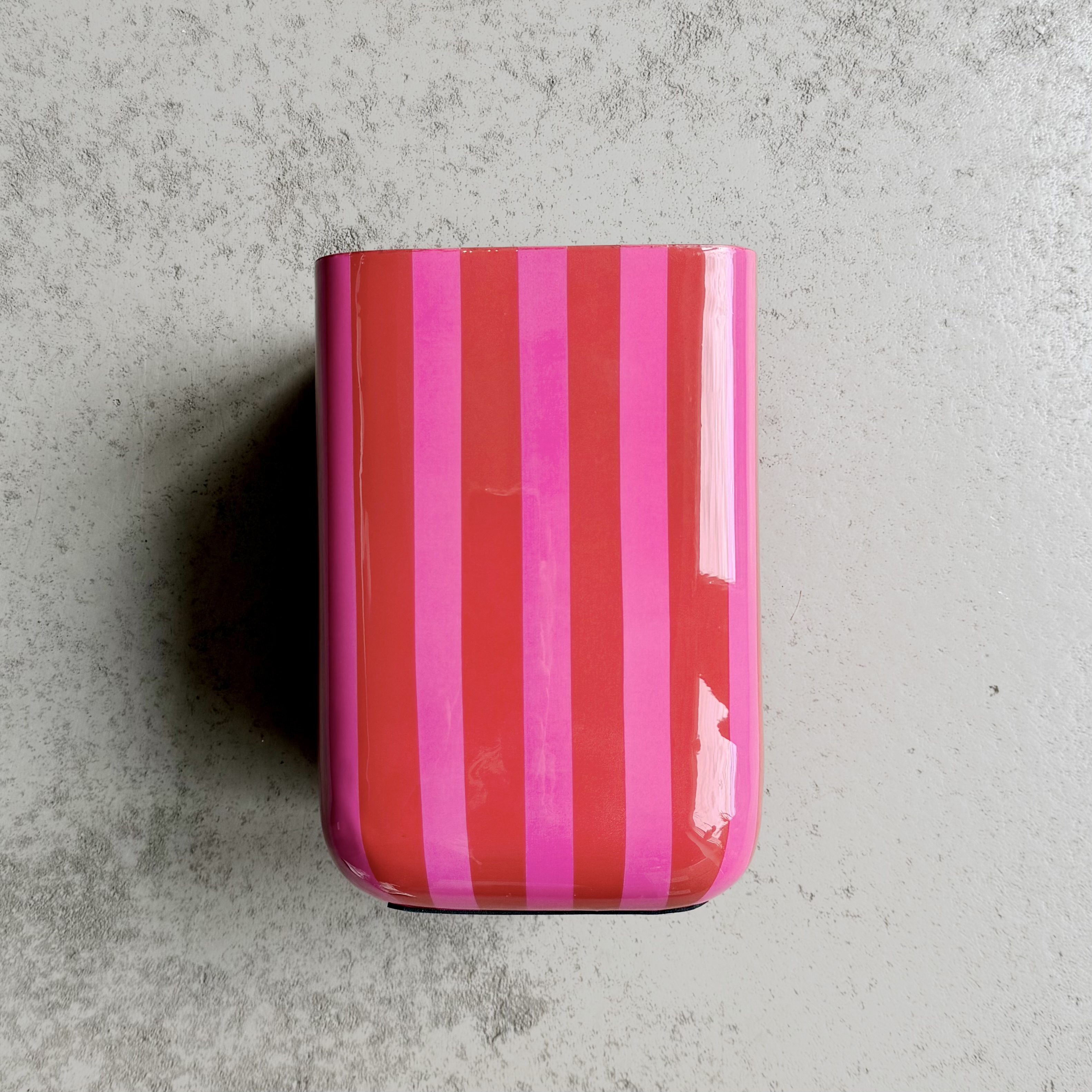 Met.Vase"Karus"quad.L16H28cm, pink/rot