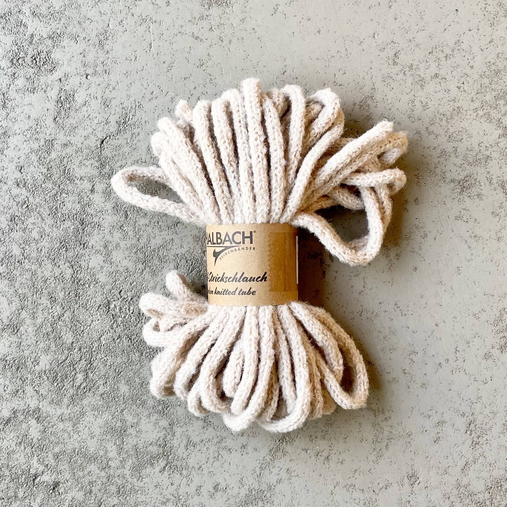 Woll-Strickschlauch D1cm, L15m, natur