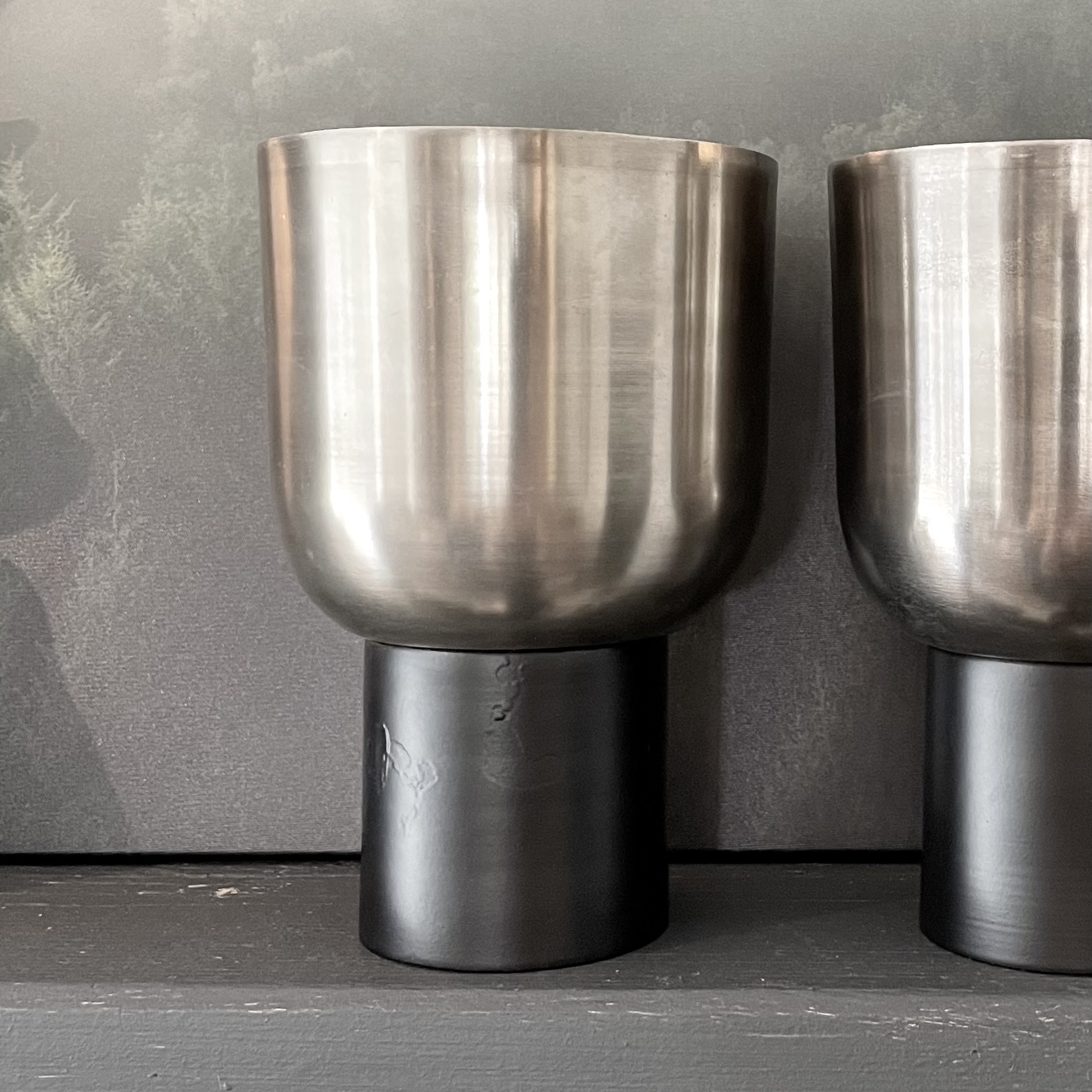 Metall Pokal ''Alberic'' D17cm, H24cm, schwarz/silber