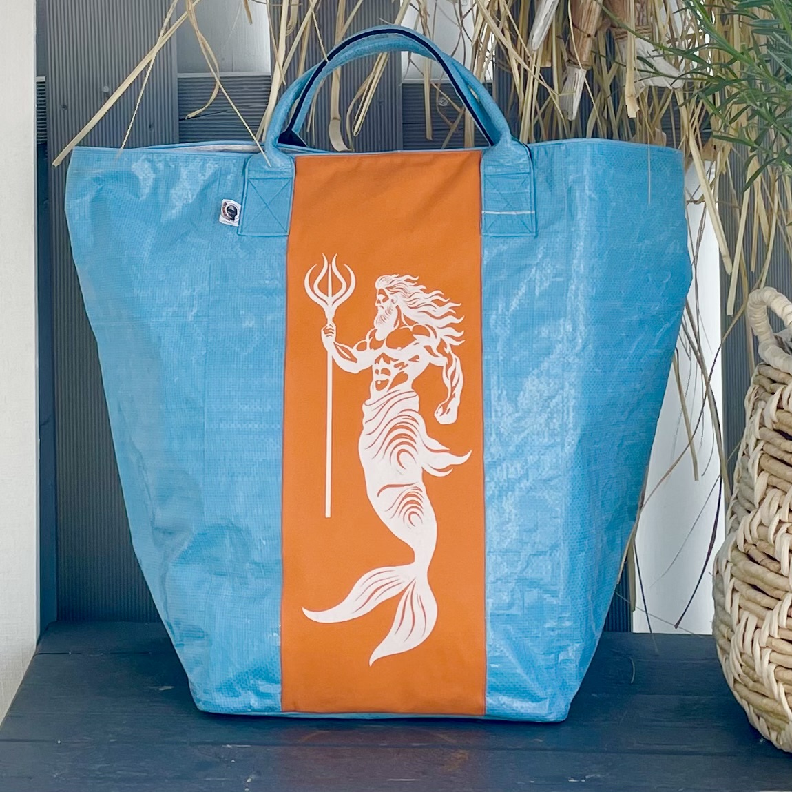 BB Spacy XXL Tasche "Neptun" light blue/orange H53cm