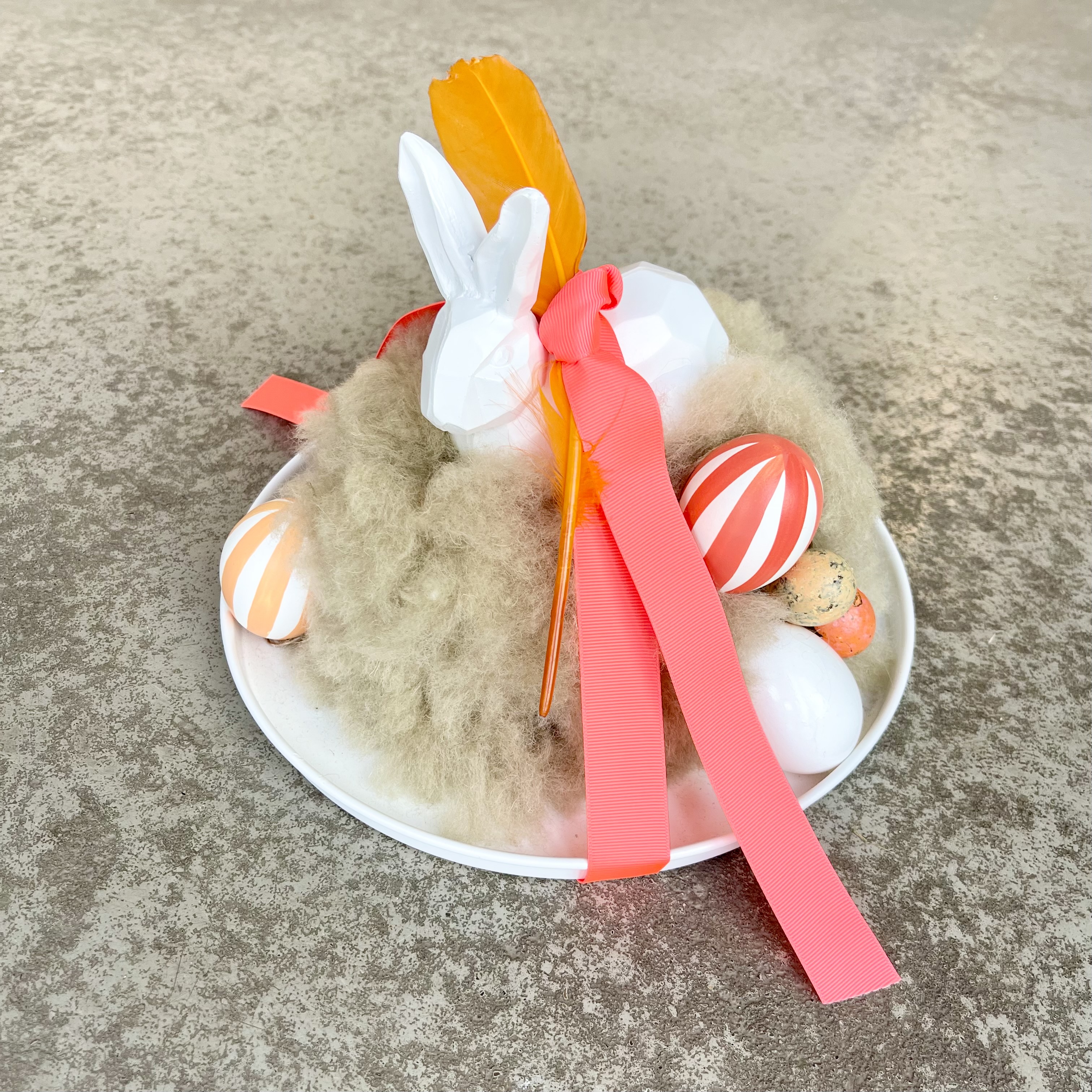 Hasennest Natur/Weiß/Orange