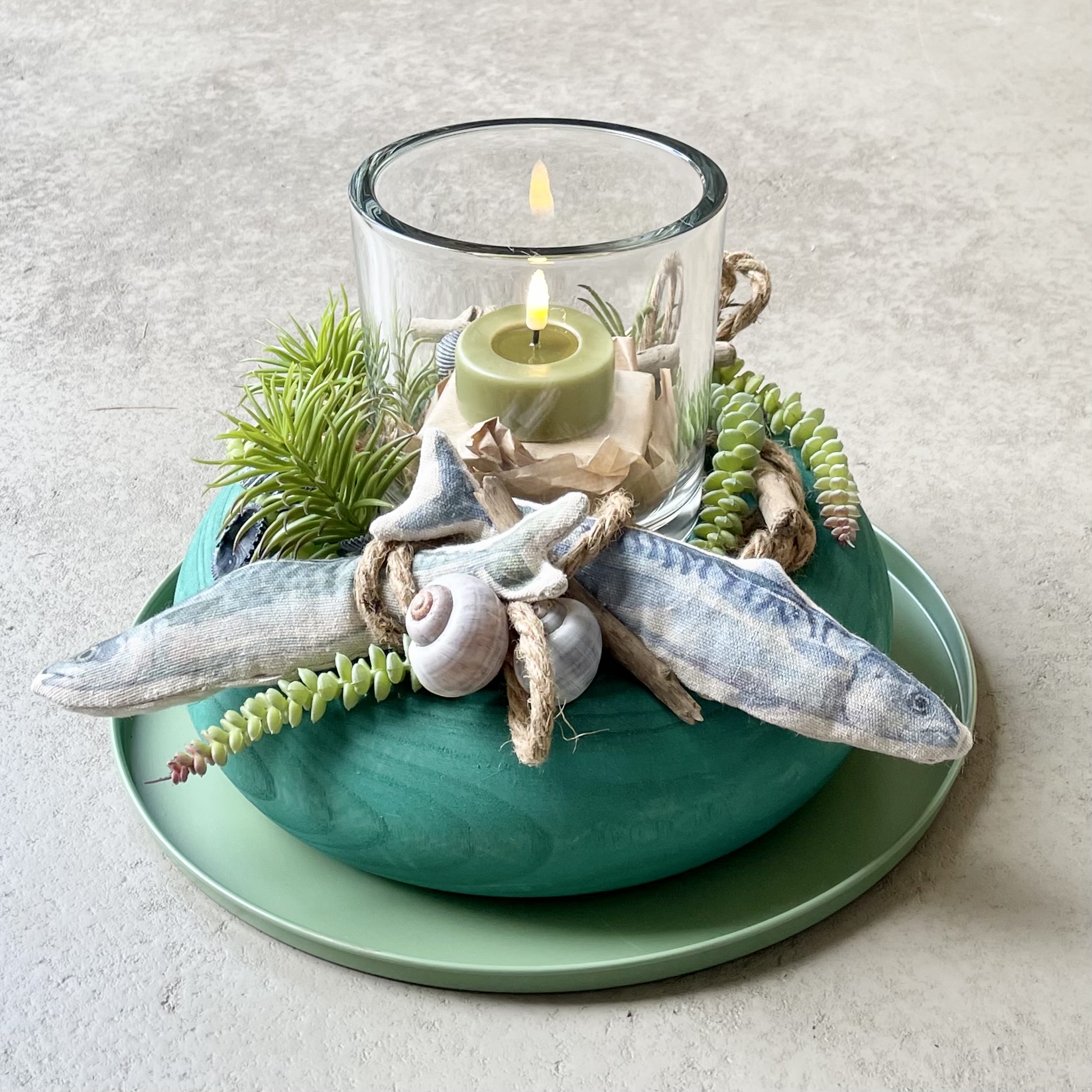 Sternzeichen-Kranz "Fische" D35cm, salbei/türkis/blau/grün