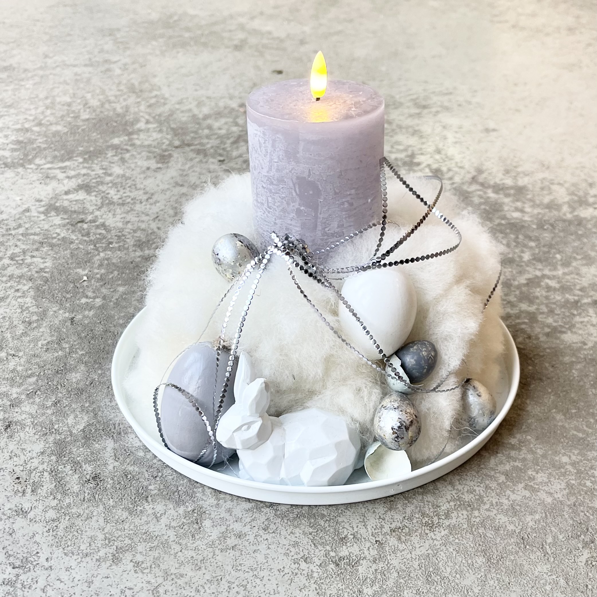 Kleine Winterwolke D25cm, weiß grau 