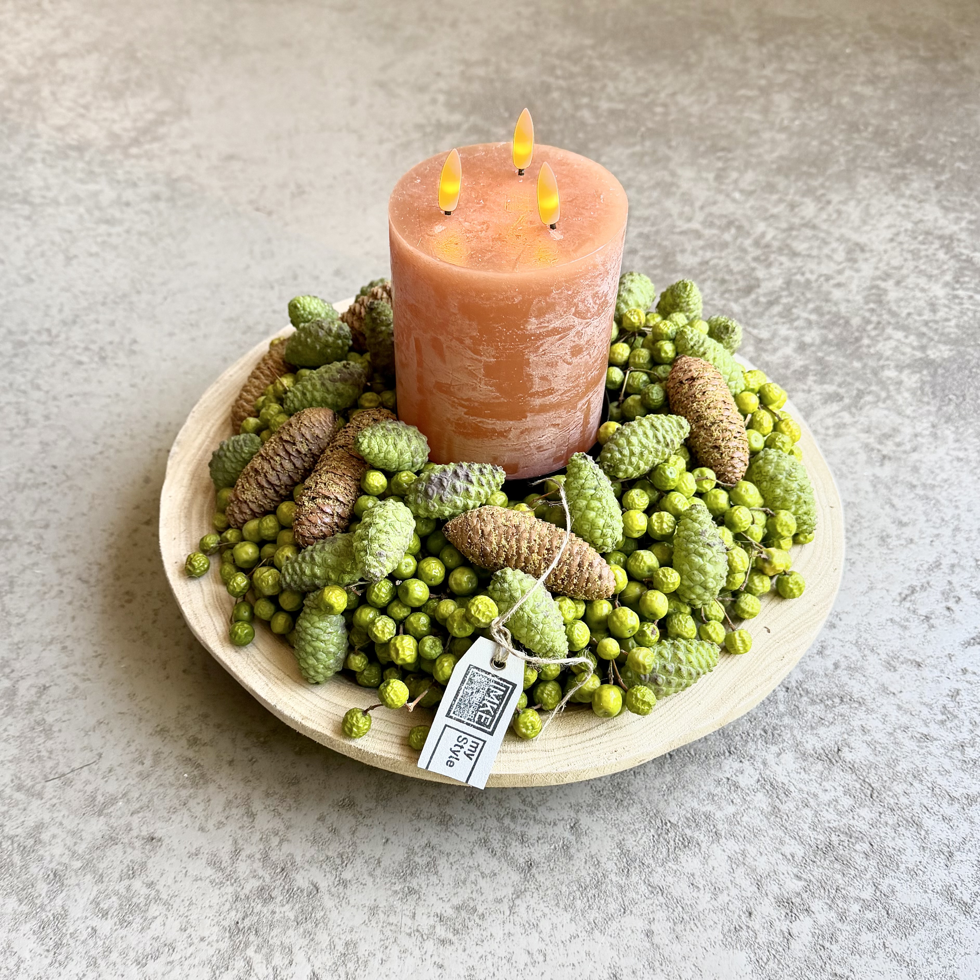 Herbstkranz LED Kerze Zimt