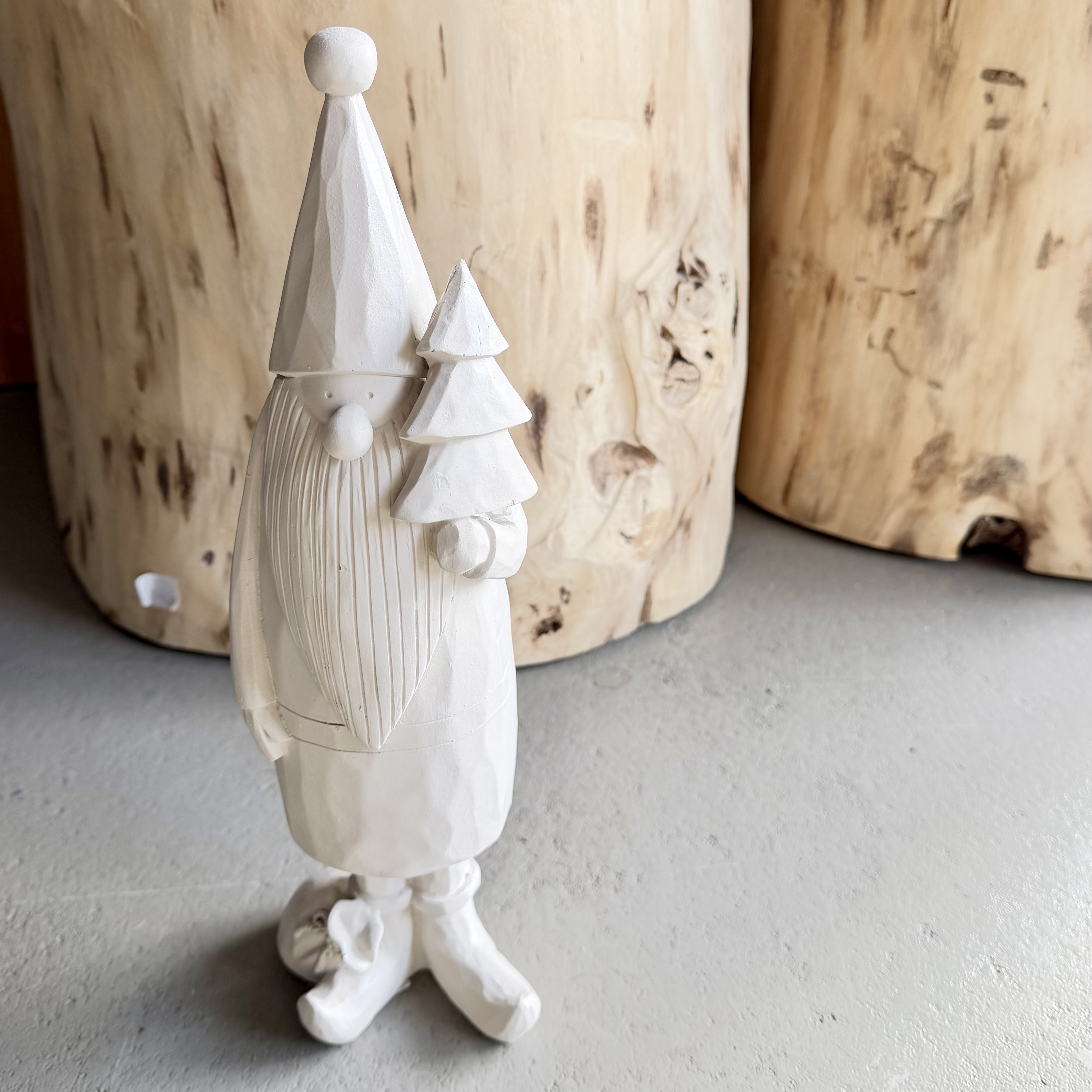 Poly Santa "Gino" Tanne, H32cm, weiß/creme