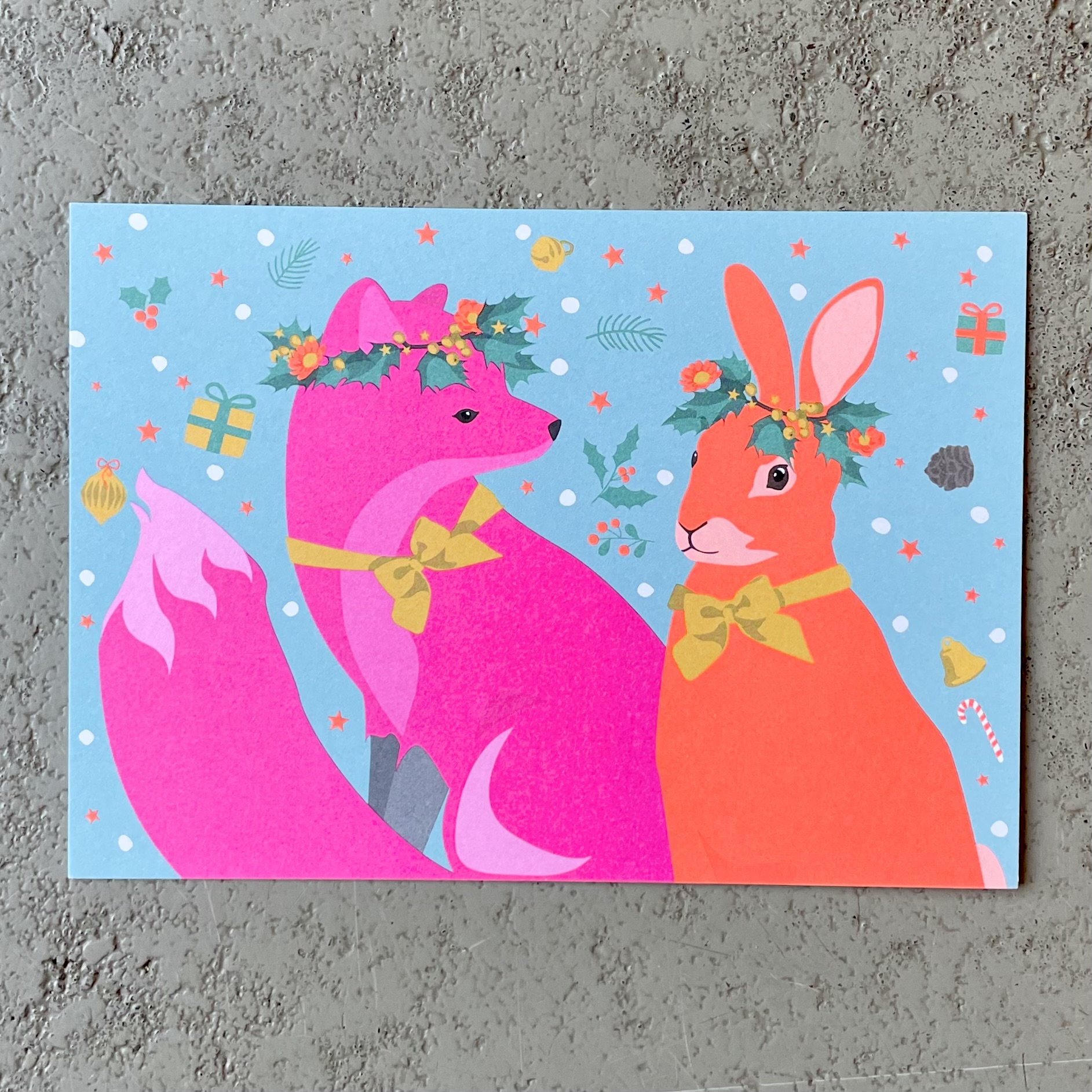 Postkarte luminous "Fuchs & Hase" 15x10cm